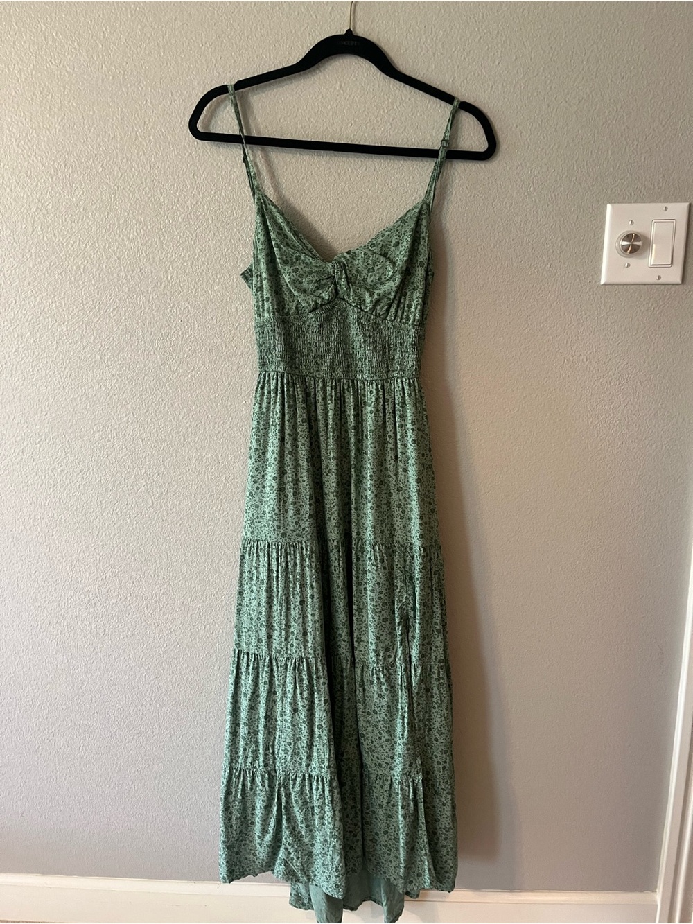 Abercrombie & Fitch Mint Green Floral Tiered Maxi Dress